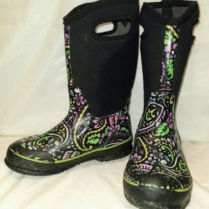 BOGS  Classic High Tuscany Paisley Floral Youth Girl's Rain Snow US 2 EU 34
